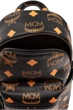 Durable YKK 2 3 side zipper makes it easy to get in and out of the bag and saves weight Black Backpack with logo MCM SchaferandweinerShops Germany